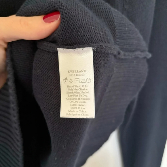 Everlane The Mock Neck Cotton Sweater Navy Blue Size XXS Classic Minimalist - Picture 10 of 10